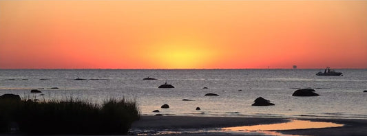 Sunset over the water on The Relaxation Channel livestream