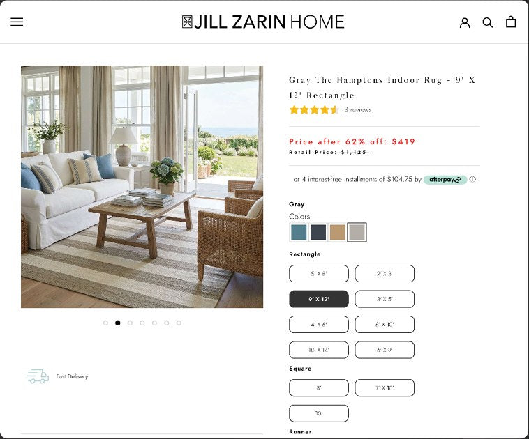 The same rug on Jill Zarin Home at the matching $419 price